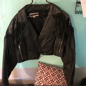 black leather jacket | worn once